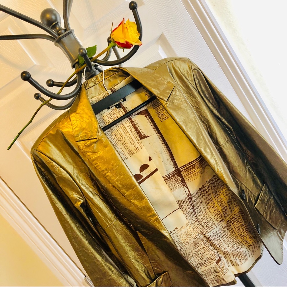 Rozae Nichols Leather Jacket L  Bronze Metallic
